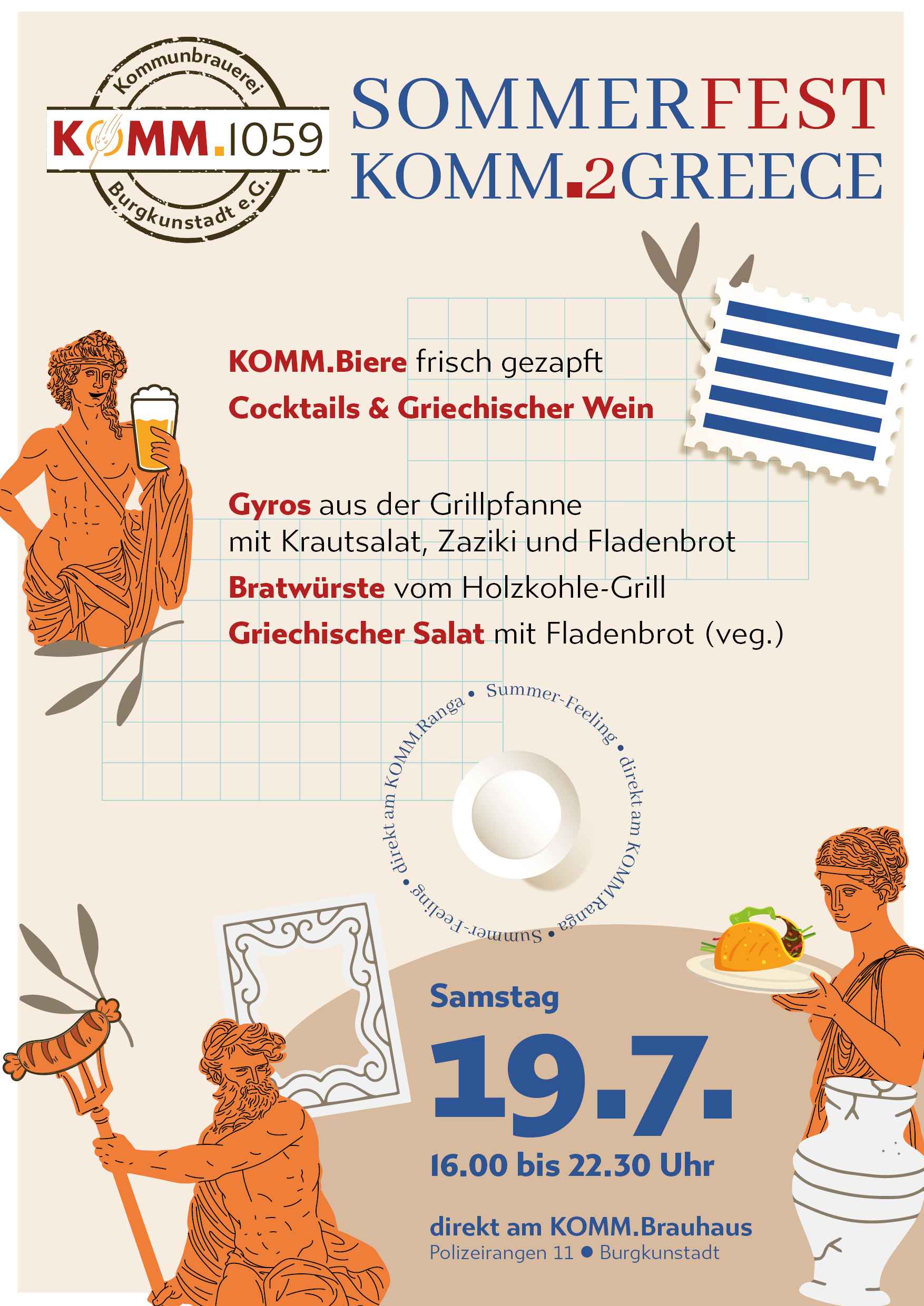 Plakat_KOMM2Greece_19-07-25_A3_klein_v2 Chill & Grill am 11.04.25 auf dem Marktplatz Burgkunstadt